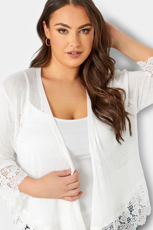 YOURS Plus Size White Lace Waterfall Shrug | Yours Clothing 4