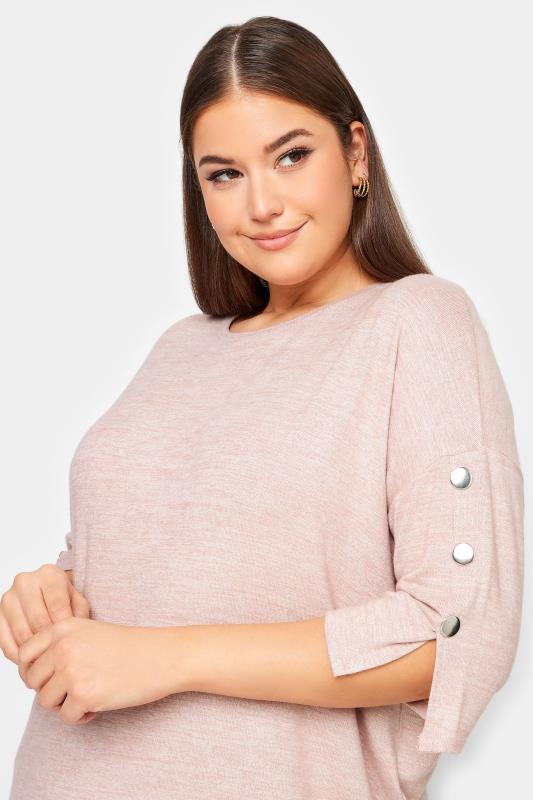 YOURS Plus Size Pink Soft Touch Button Detail Top | Yours Clothing 4