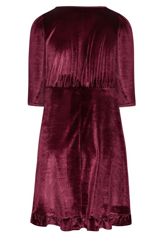 Curve Plus Size Womens Burgundy Red Velvet Midi Dress 7
