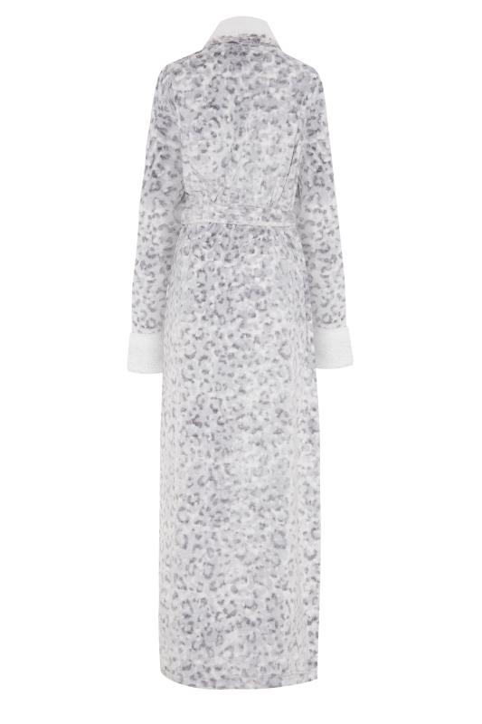 LTS Grey Animal Print Faux Fur Maxi Dressing Gown 7