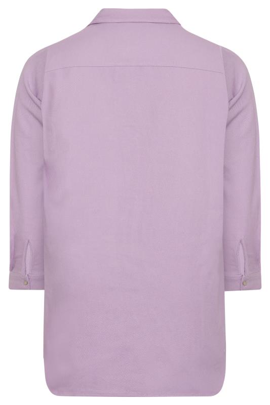 Plus Size Lilac Purple Distressed Denim Shirt | Yours Clothing  7