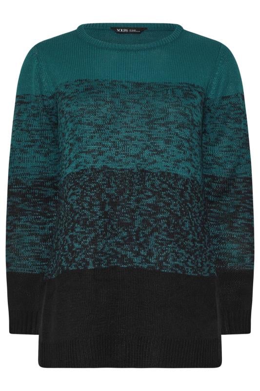 YOURS Plus Size Teal Blue Colourblock Jumper 5