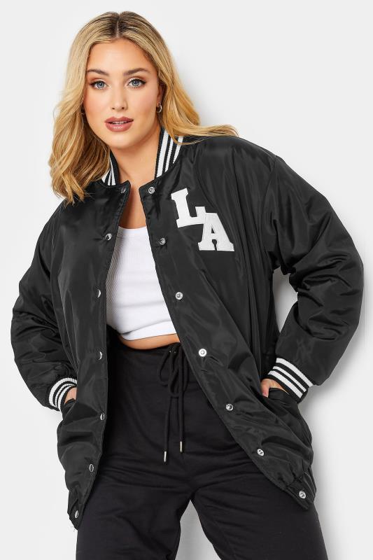 LIMITED COLLECTION Plus Size Black 'LA' Bomber Jacket | Yours Clothing 1