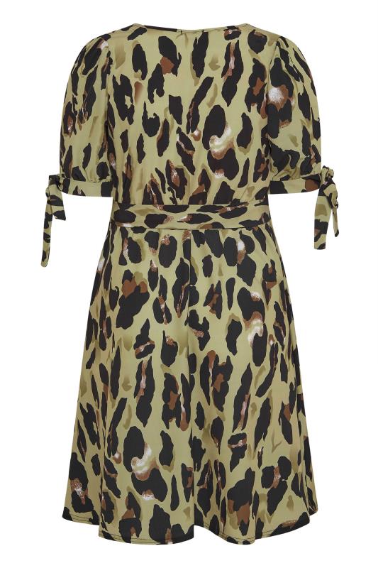 YOURS LONDON Curve Khaki Green Leopard Print Wrap Dress 7