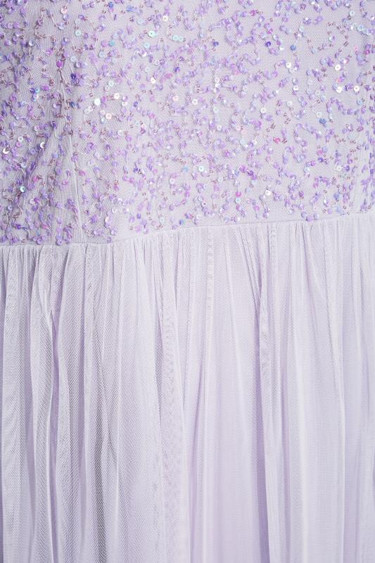 LUXE Plus Size Lilac Purple Sequin Hand Embellished Maxi Dress | Yours Clothing  5