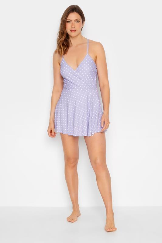 LTS Tall Women's Lilac Purple Spot Swim Dress | Long Tall Sally 2