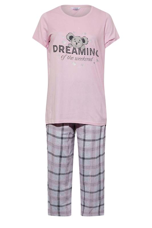 Plus Size Pink Dreaming Koala Wide Leg Pyjama Set | Yours Clothing 6