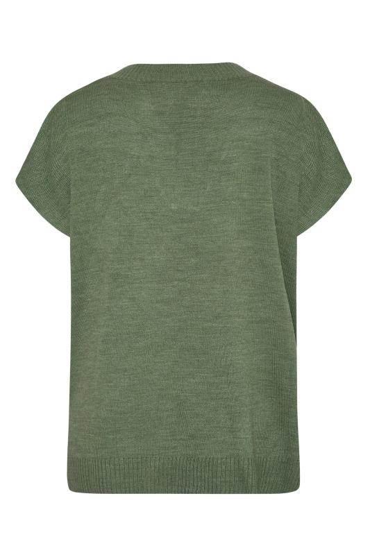 Curve Khaki Green V-Neck Knitted Vest 7