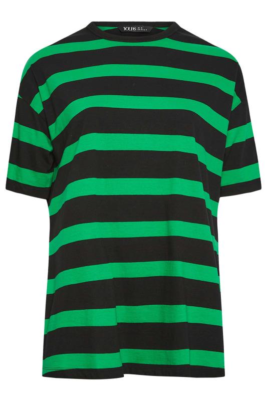YOURS Plus Size 2 PACK Grey & Green Stripe Oversized Boxy T-Shirt | Yours Clothing 8
