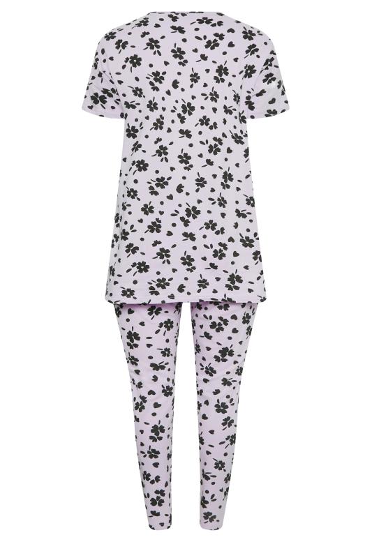 YOURS Curve Purple Floral Print Pyjama Set | Yours Clothing 7