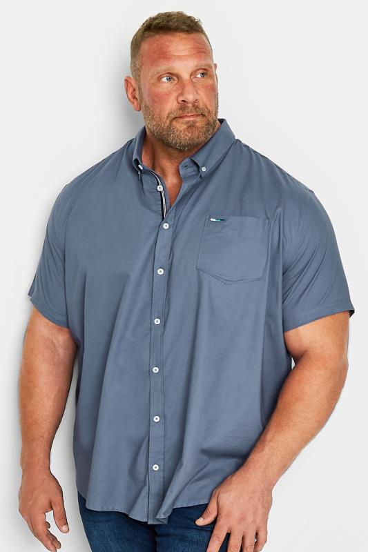 Men's  BadRhino Big & Tall Steel Blue Short Sleeve Oxford Shirt
