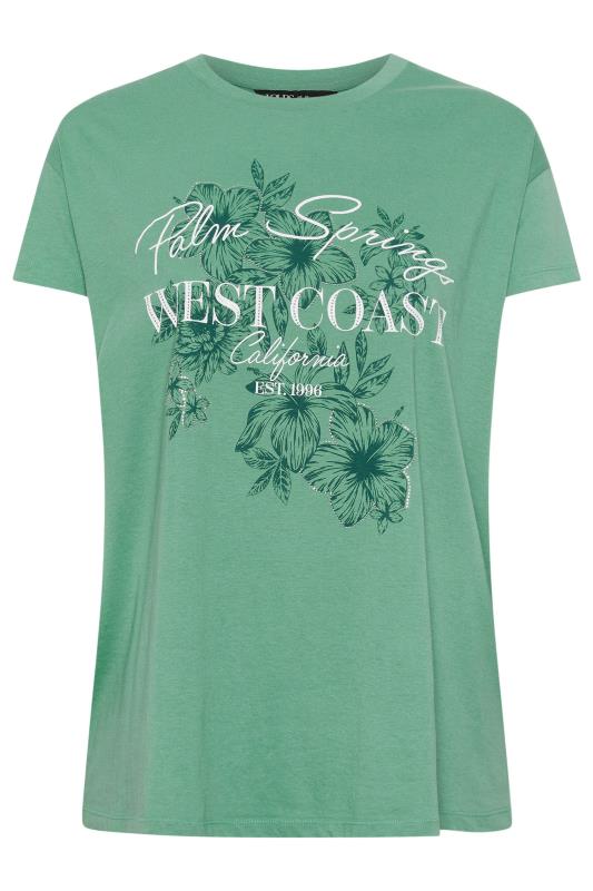 YOURS Plus Size Green 'Palm Springs' Slogan T-Shirt | Yours Clothing 6