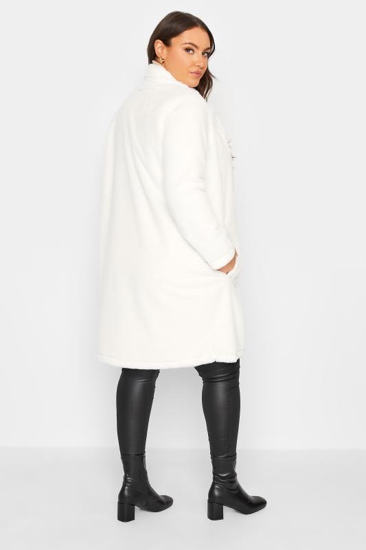 YOURS Plus Size Curve White Faux Fur Jacket | Yours Clothing  3