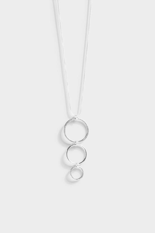  Grande Taille Silver Tone triple Circle Diamante Necklace