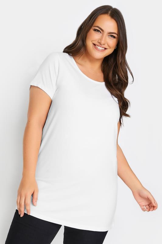 Plus Size Basic T-Shirts & Vests YOURS Curve White Longline T-Shirt