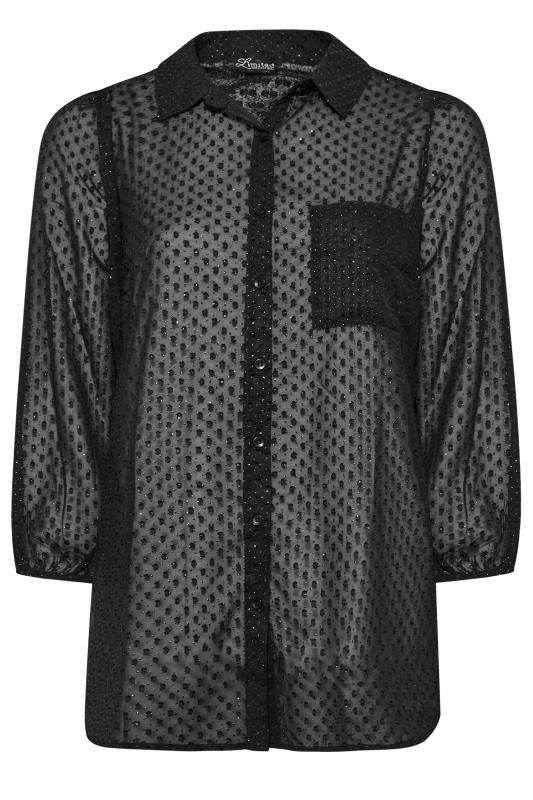 LIMITED COLLECTION Plus Size Black Glitter Dobby Print Shirt | Yours Clothing 6