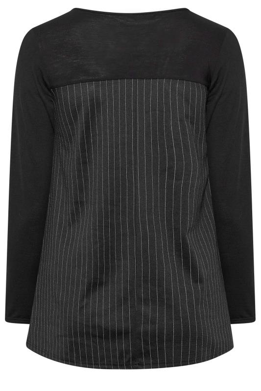 LIMITED COLLECTION Plus Size Black Pinstripe Sweetheart Neck T-Shirt | Yours Clothing 7