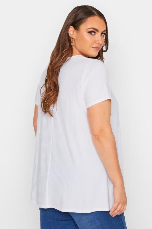 Plus Size White Ribbed Swing Top | Yours Clothing 3