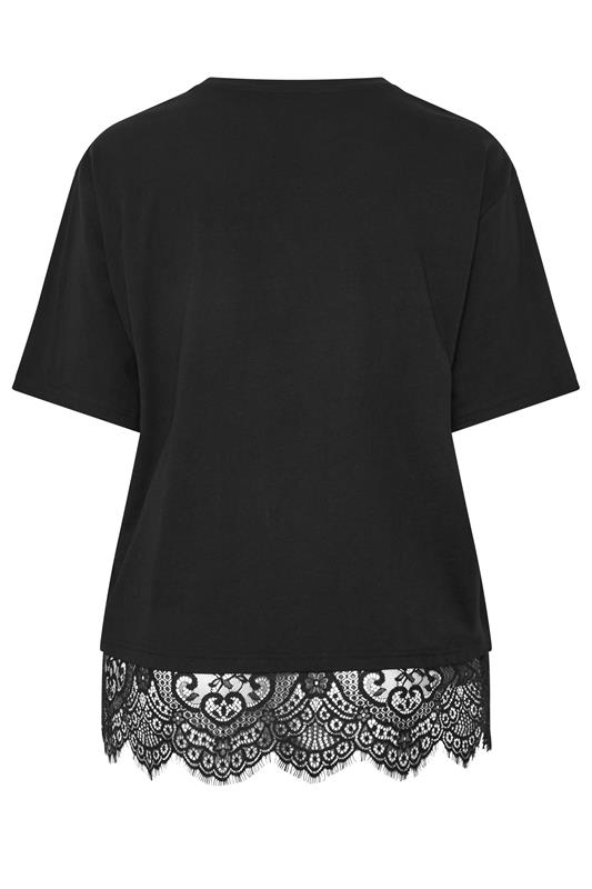 YOURS Plus Size Black Lace T-Shirt | Yours Clothing 6