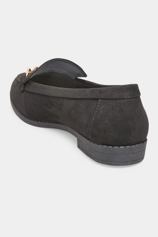 Black Vegan Suede Chain Loafers In Extra Wide EEE Fit 4