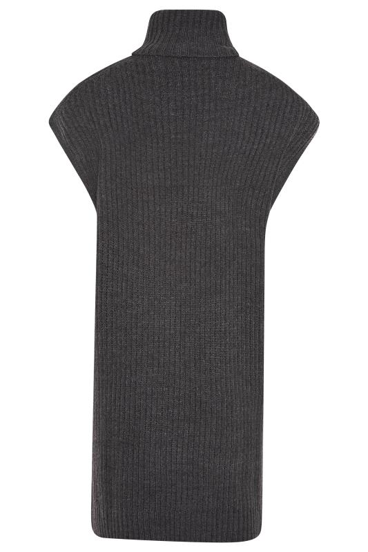 LTS Tall Charcoal Grey Roll Neck Longline Knitted Vest_BK.jpg