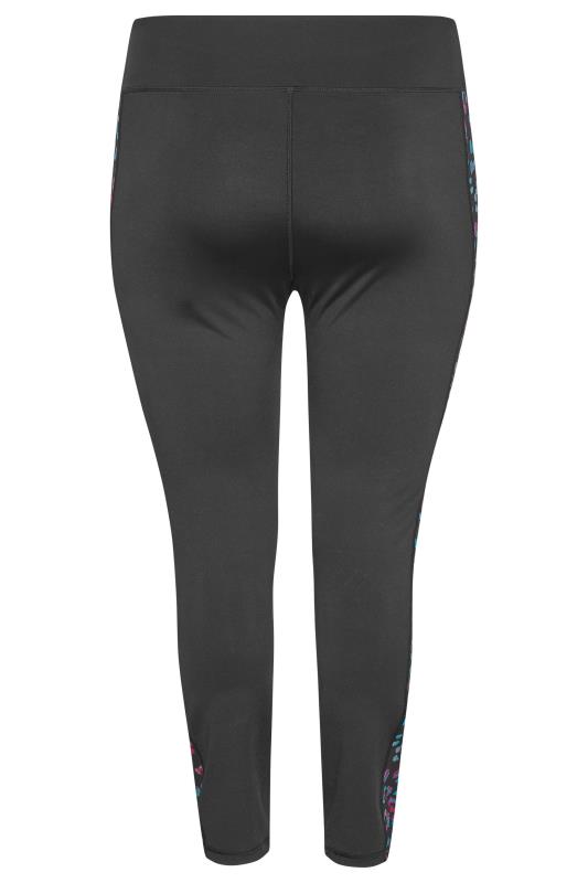 ACTIVE Plus Size Black Leopard Print Side Panel High Waisted Leggings | Yours Clothing 8