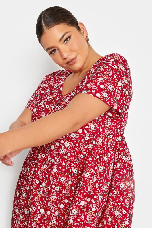 YOURS Plus Size Red Floral Print Button Through Dress | Yours Clothing 4