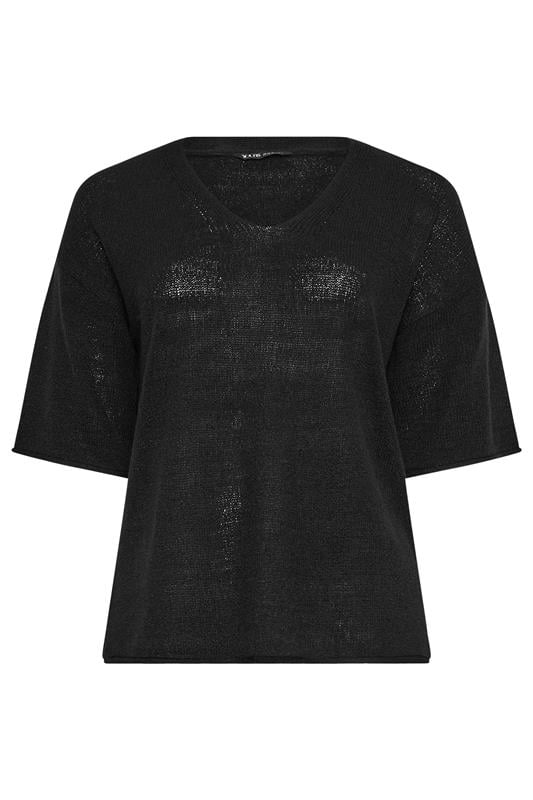 YOURS Plus Size Black Knitted T-Shirt | Yours Clothing 5