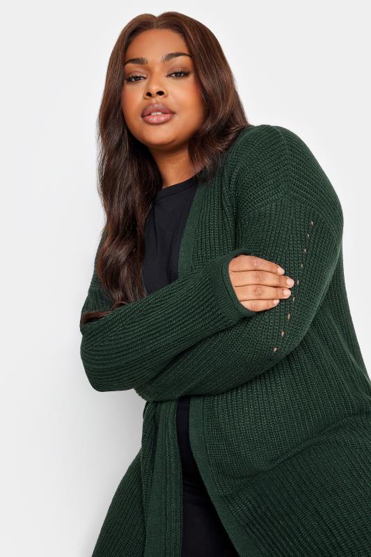 YOURS Plus Size Forest Green Longline Cardigan | Yours Clothing 4