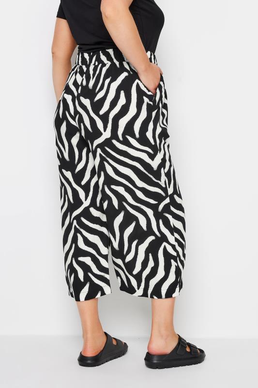 YOURS Plus Size Black Zebra Print Wide Leg Cropped Trousers | Yours Clothing 4