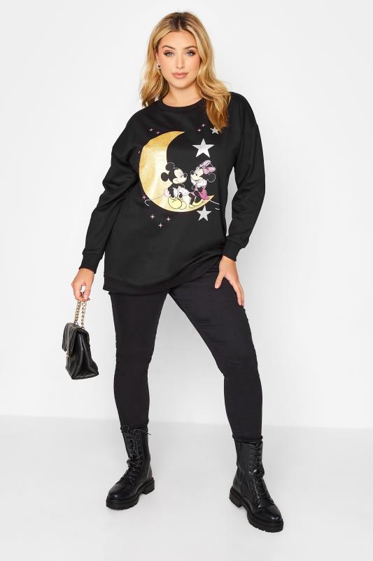 DISNEY Plus Size Black Micky & Minnie Sweatshirt | Yours Clothing 2
