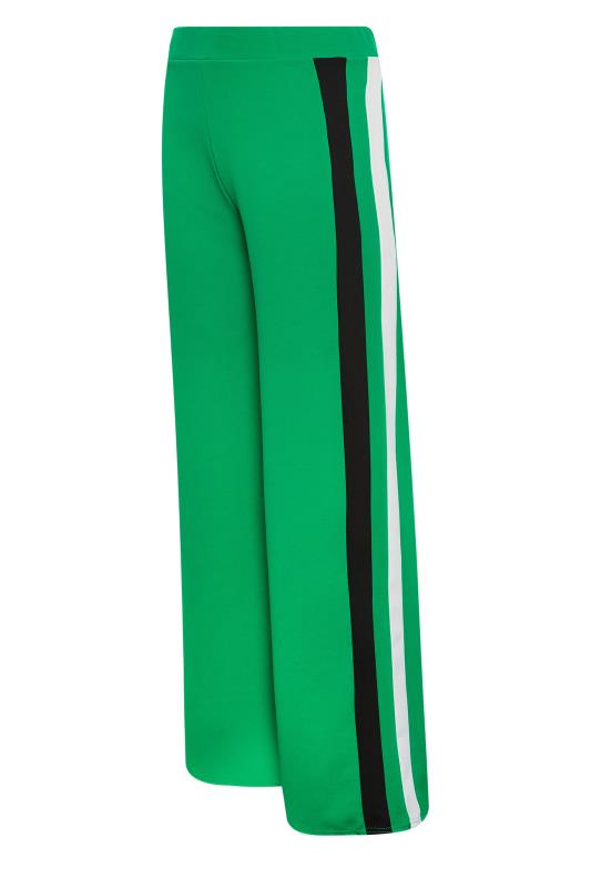 YOURS PETITE Plus Size Green Side Stripe Wide Leg Trousers | Yours Clothing 4