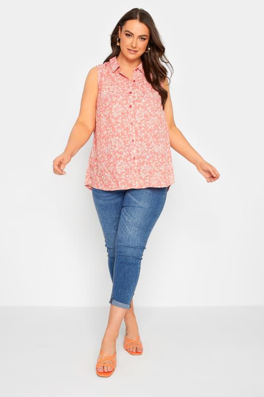 YOURS Plus Size Pink Ditsy Floral Print Blouse | Yours Clothing 2