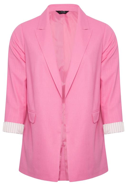 YOURS Plus Size Curve Pink Linen Blend Tailored Blazer | Yours Clothing 7