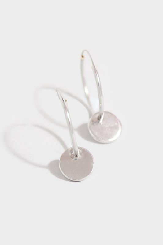 Silver Tone Disc Hoop Earrings 2