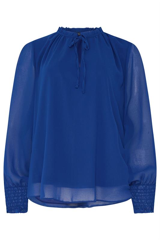 M&Co Cobalt Blue Tie Neck Blouse | M&Co 5