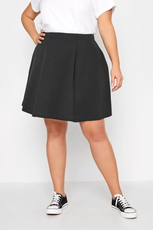  Grande Taille LIMITED COLLECTION Curve Black Scuba Stretch Skater Skirt