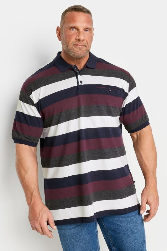 KAM Big & Tall Red Yarn Dye 'Tidepool' Stripe Polo Shirt | BadRhino 1