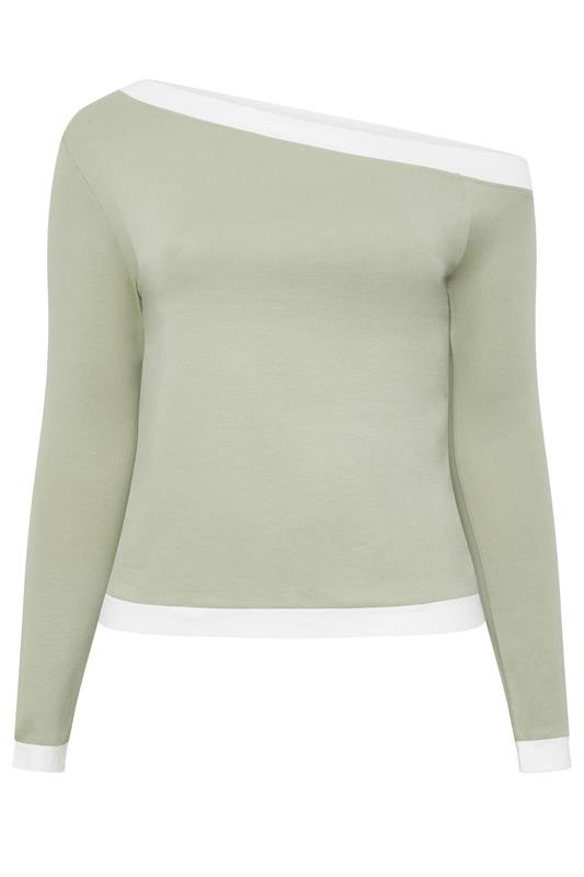 LIMITED COLLECTION Plus Size Sage Green Contrast Off Shoulder Top | Yours Clothing 5