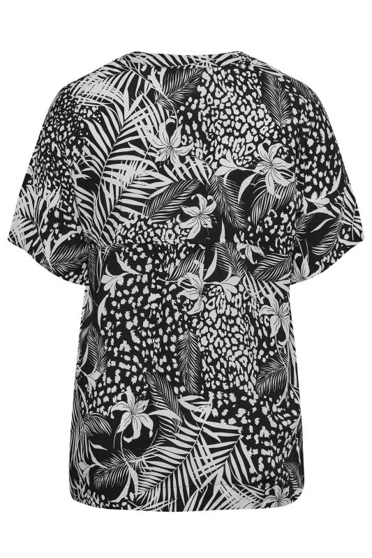 Curve Black & White Palm Print V-Neck Shirt 6