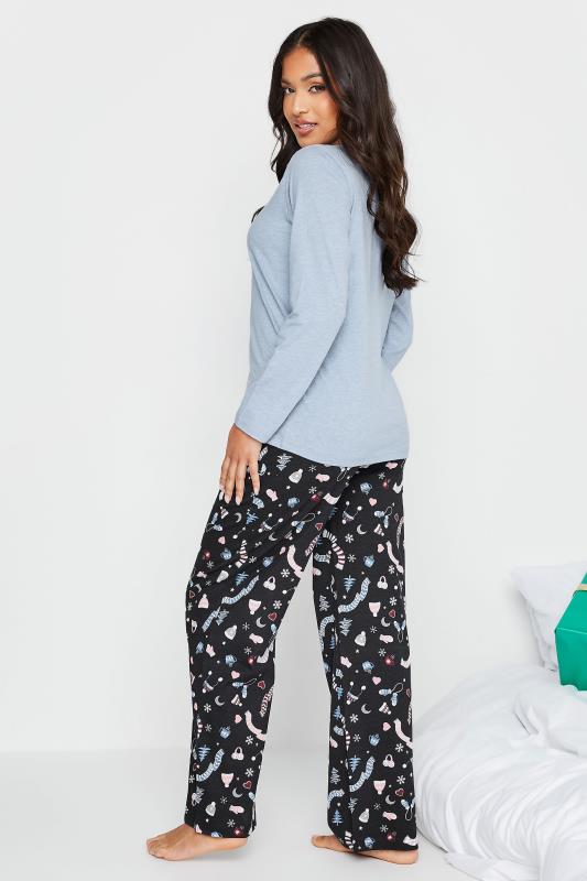 Petite Blue 'Cosy Time' Christmas Print Pyjama Set | PixieGirl 4