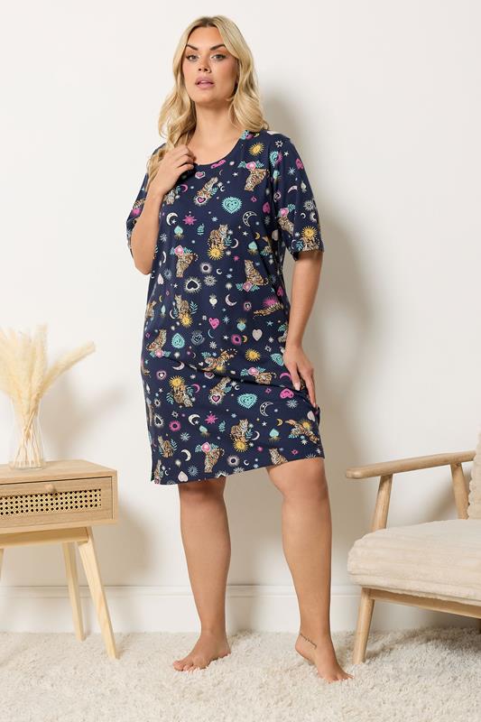 YOURS Plus Size Navy Blue Celestial Nightdress | Yours Clothing 1