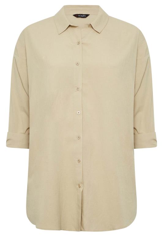 YOURS Plus Size Beige Brown Linen Look Shirt | Yours Clothing 6
