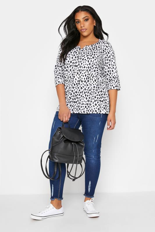 YOURS FOR GOOD White Leopard Print Henley Top_B.jpg