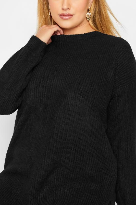 YOURS LUXURY Plus Size Black Dipped Hem Jumper | Yours Clothing 5