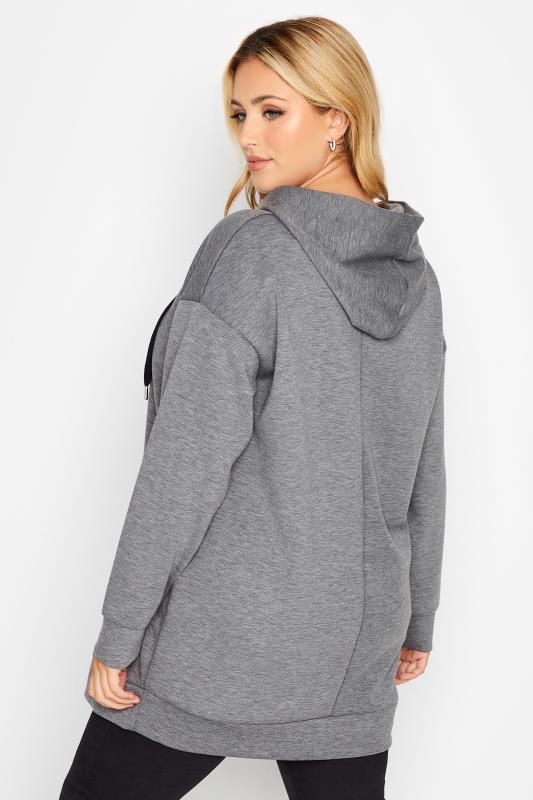 Plus Size Grey Marl Side Zip Hoodie | Yours Clothing 3