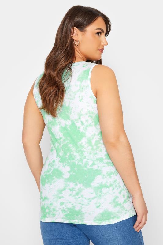 Plus Size Green Tie Dye Vest Top | Yours Clothing  3