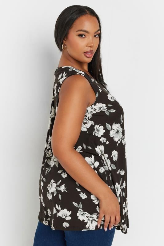 YOURS Plus Size Black Floral Print Swing Vest Top | Yours Clothing  4