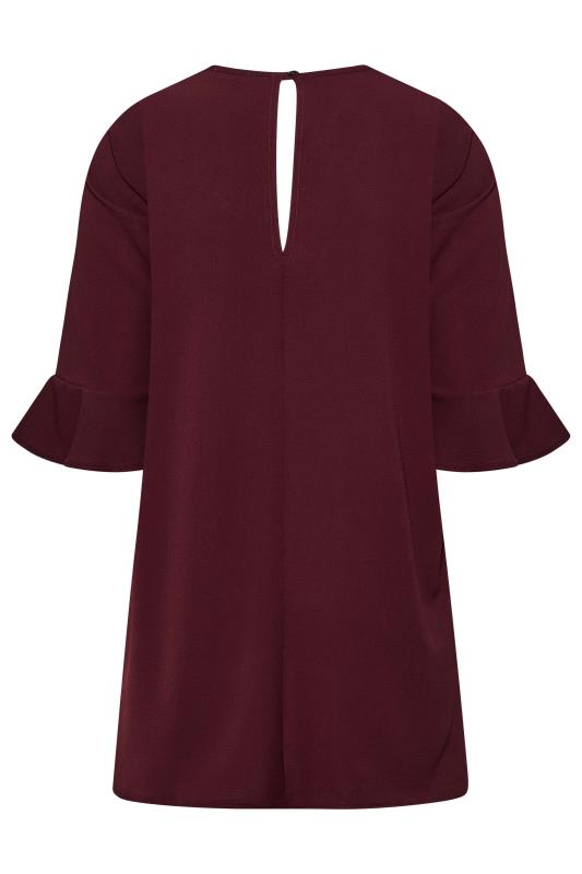 YOURS LONDON Plus Size Burgundy Red Flute Sleeve Tunic Top | Yours Clothing 7