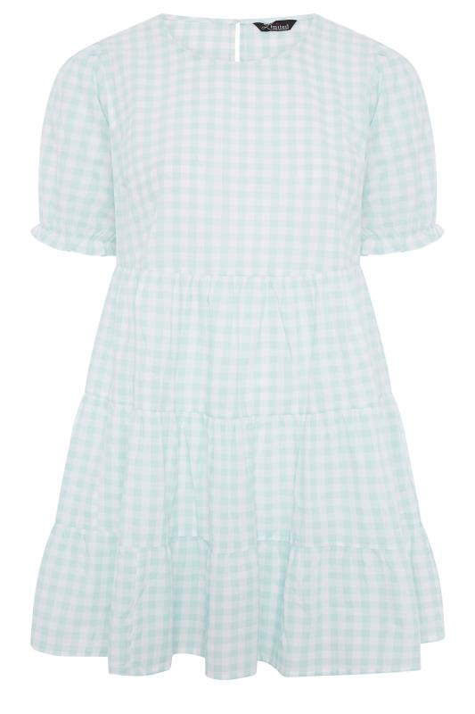 LIMITED COLLECTION Curve Mint Green Gingham Tiered Tunic Top 6